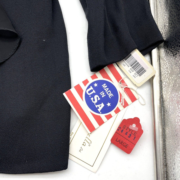 Vintage Michael Marcella Ltd Black Lace Padded Shoulder Flowy Jacket Women's L - Picture 4 of 11